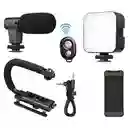 Kit Estabilizador De Video Celular Vlogging Led Mic Ay-49u