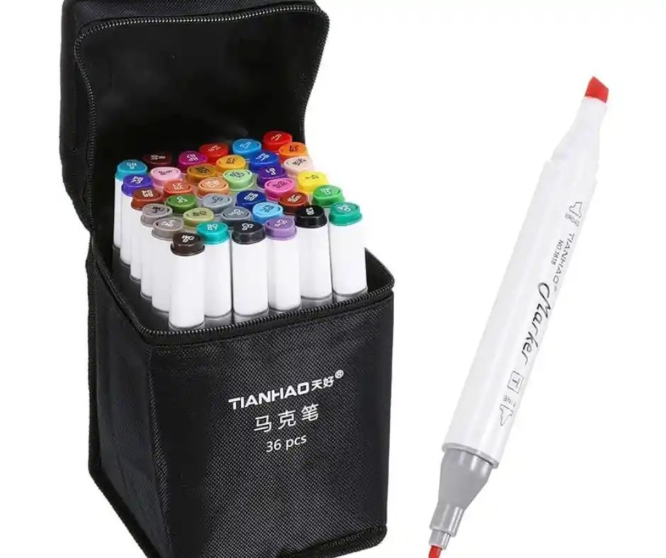 Marcadores Para Dibujar X 36 Colores Punta Dual Base Alcohol