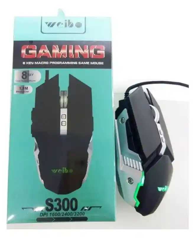 Mouse Gamer Usb Weibo S300 Gaming 8 Botones Rgb 3200dpi