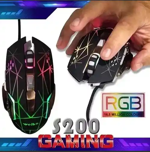 Mouse Gaming Weibo S200 Gamer Luces 6 Botones