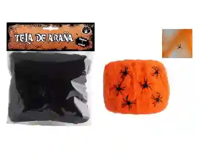 Telaraña Halloween De 40gr +4 Arañas, Negra O Naranja