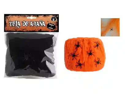 Telaraña Halloween De 40gr +4 Arañas, Negra O Naranja