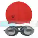 Set Natación Gorro Siliconado 102228 + Gafas Uv Anti Fog Tapa Oido Zs801 (unisex)/ Rj-ng-102228/zs801