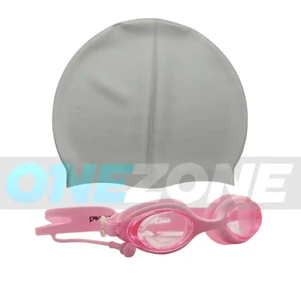 Set Natación Gorro Siliconado 102228 + Gafas Uv Anti Fog Tapa Oido Zs801 (unisex)/ Gr- Rs-102228/zs801