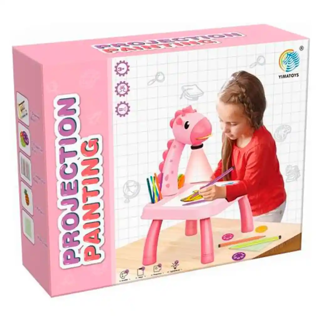 Mesa Led Dibujo Para Niños Proyector Tablero Accesorios Rosa Ref Ym2201