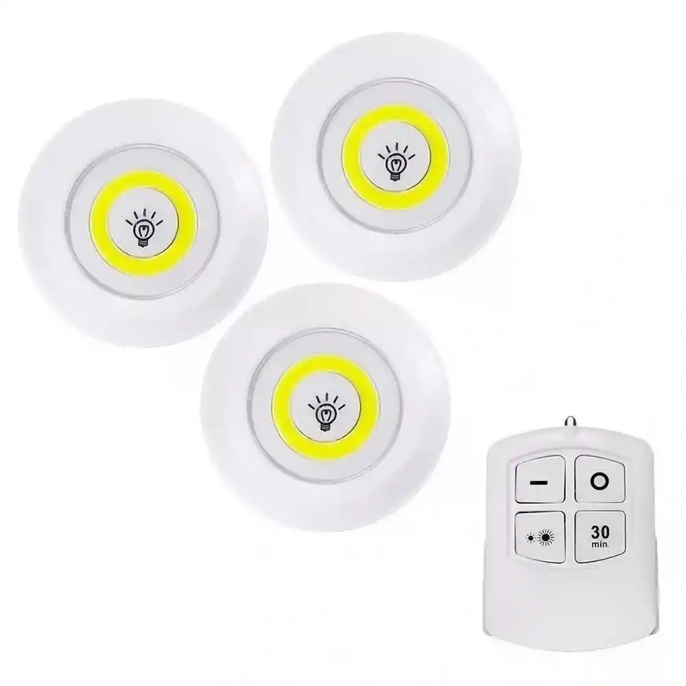 Lamparas Luz Led X3 Portatil Adhesivas Control Fk23d45