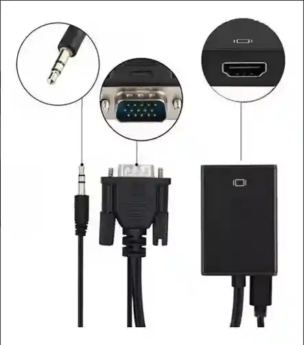 Convertidor Vga A Hdmi + Audio Auxiliar Adaptador Para Pc