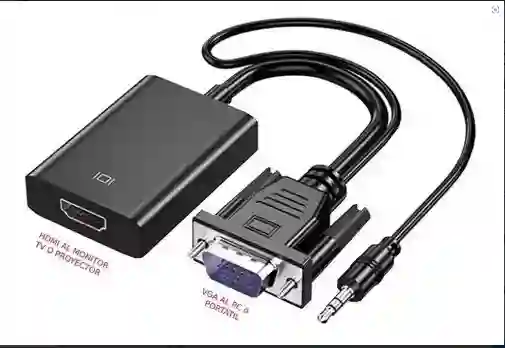 Convertidor Vga A Hdmi + Audio Auxiliar Adaptador Para Pc