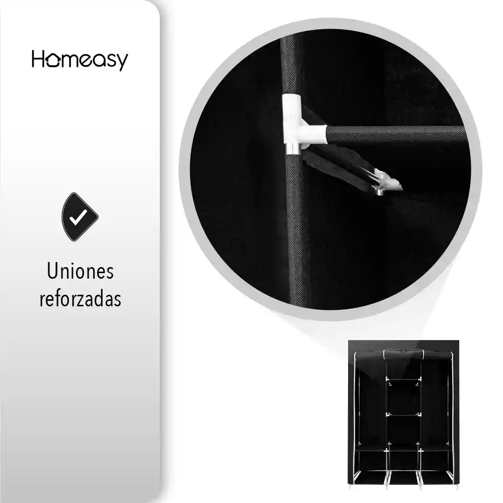 Closet Ropero Armable 1.75mts Negro Hogar Reforzado