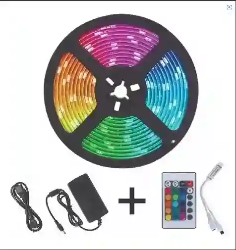 Cinta Led Multicolor Rgb Luz 5mts + Control + Adaptador