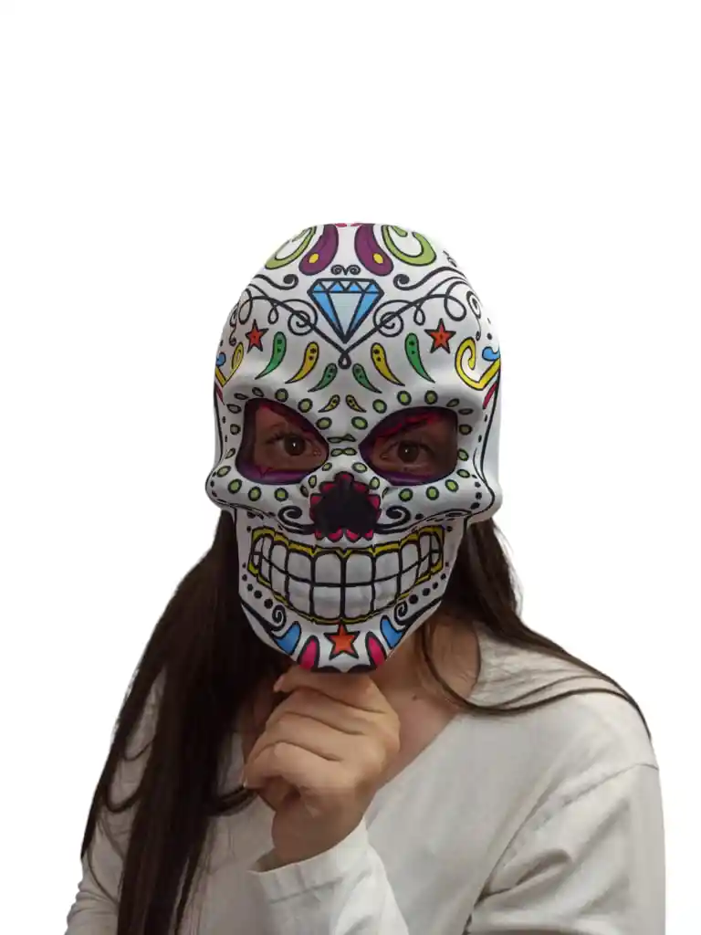 Mascara Blanca Catrina Mexicana Dia De Los Muertos Halloween Disfraz