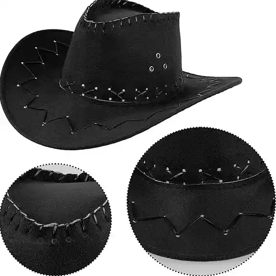 Sombrero Vaquero Clásico Gamuzado Para Adulto Negro Disfraz Halloween