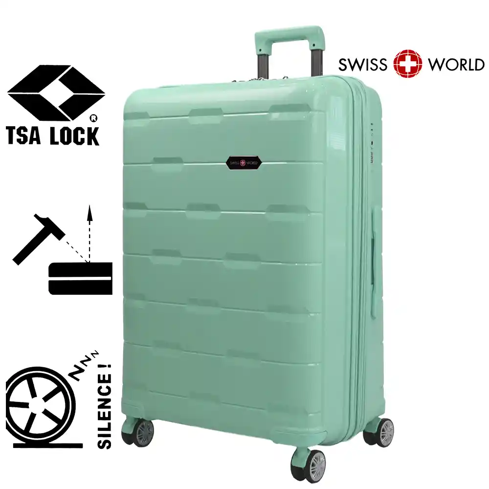 Maleta De Viaje 28″ Swiss World, 100% Polipropileno, L.green