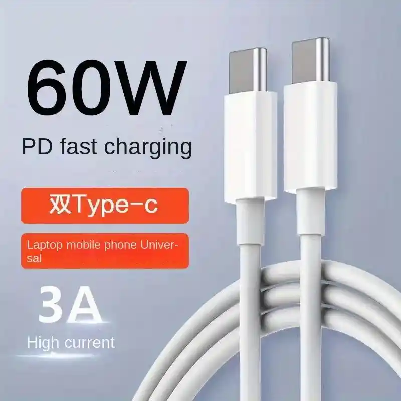 Cable De Datos Pd Carga 2 Mts Rápida Doble Tipo C 3a, Tipo C A Tipo C Adecuado Computadoras Portátil Huawei Xiaomi Otros