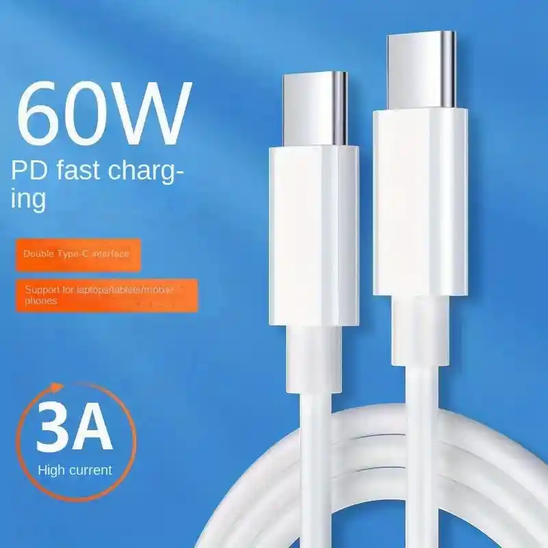 Cable De Datos Pd Carga 2 Mts Rápida Doble Tipo C 3a, Tipo C A Tipo C Adecuado Computadoras Portátil Huawei Xiaomi Otros