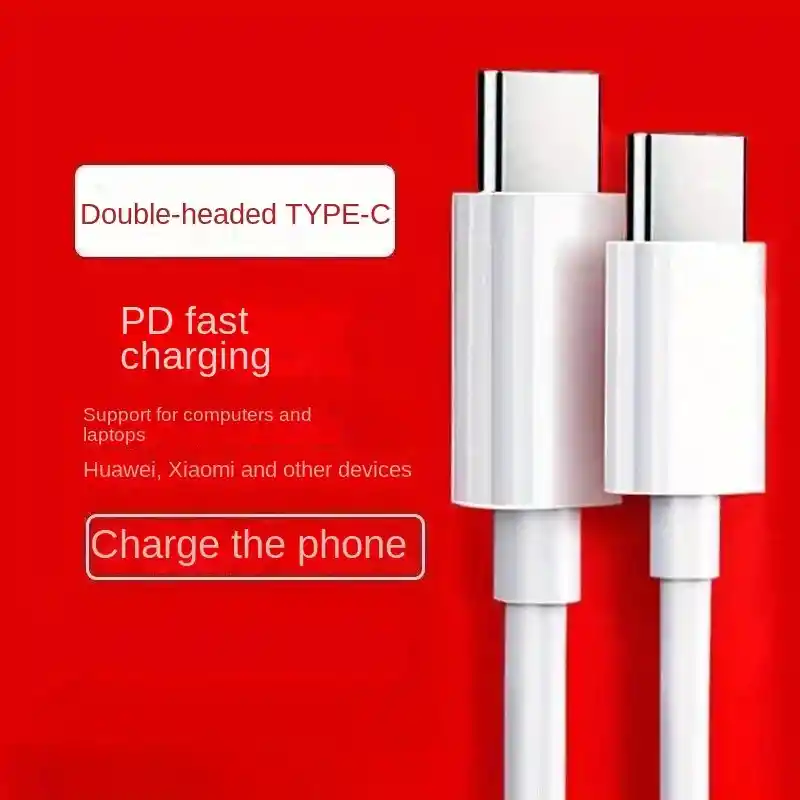 Cable De Datos Pd Carga 2 Mts Rápida Doble Tipo C 3a, Tipo C A Tipo C Adecuado Computadoras Portátil Huawei Xiaomi Otros