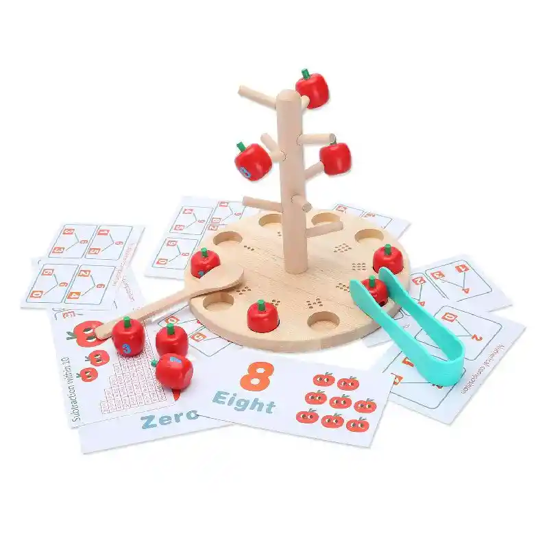 Juego Didáctico Árbol De Manzanas En Madera Para Niños