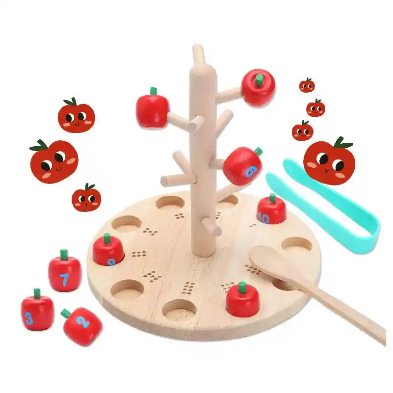 Juego Didáctico Árbol De Manzanas En Madera Para Niños