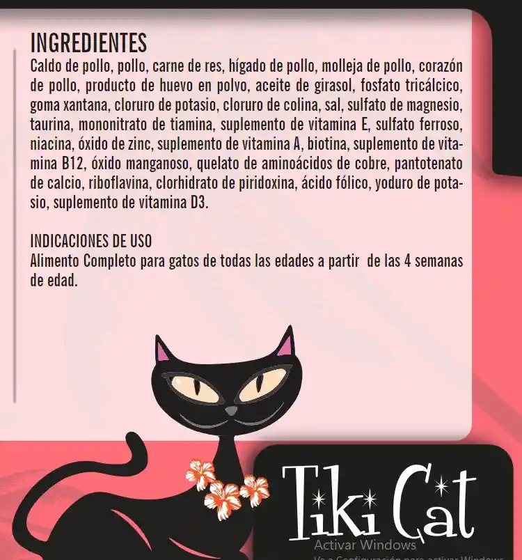 Tiki Cat Dark Comida Humeda Sabor Pollo Y Res