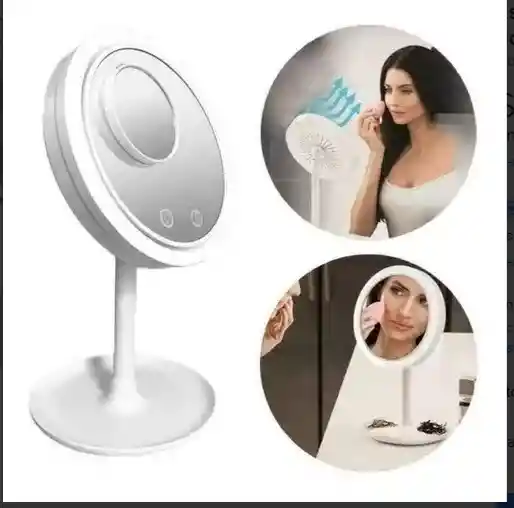 Espejo Aro Luz Led Y Ventilador