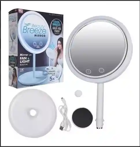 Espejo Aro Luz Led Y Ventilador