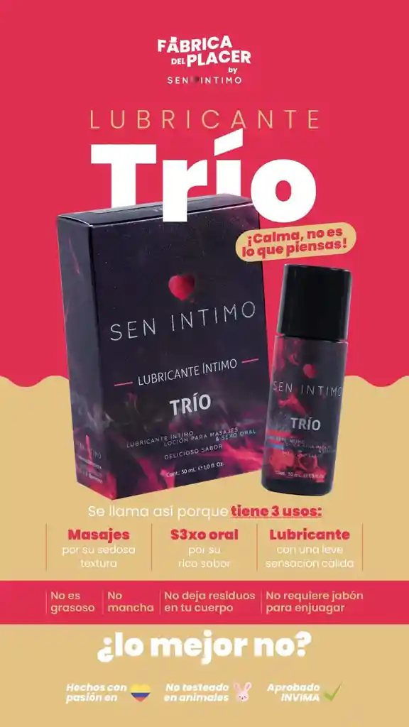 Lubricante Íntimo Trío X 30 Ml By Sen Íntimo