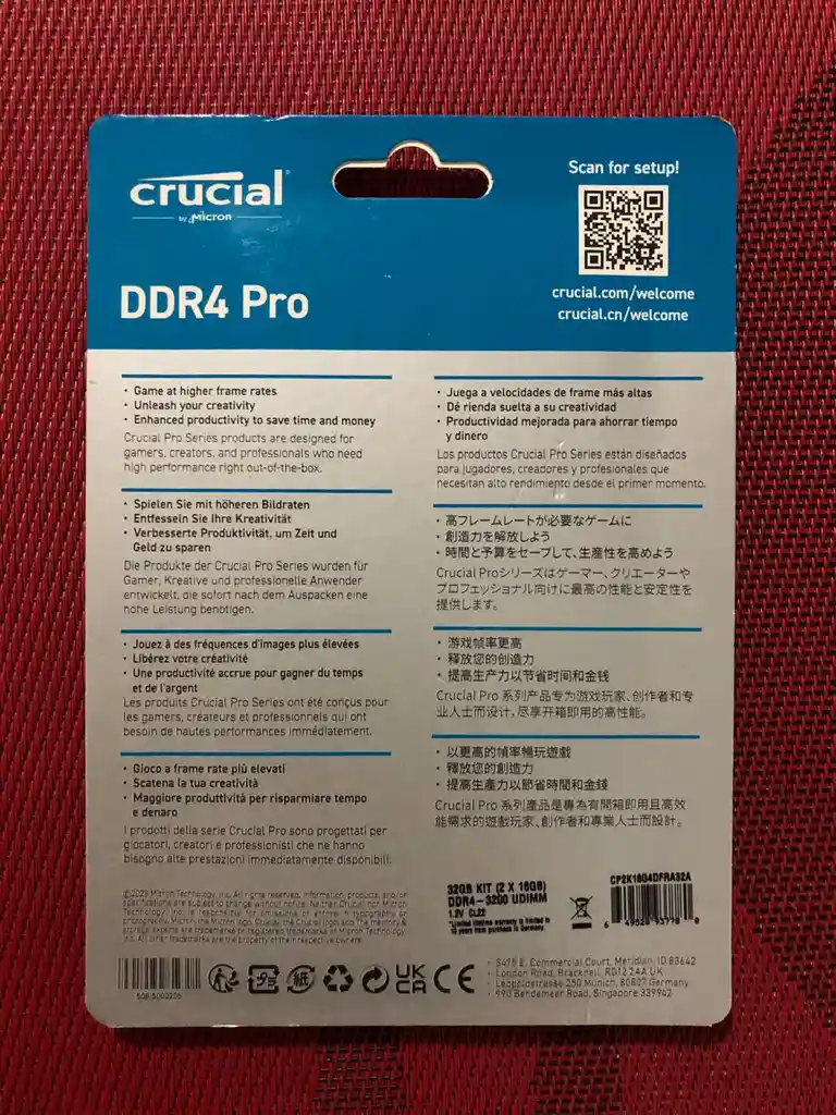 Kit Memoria Ram Crucial Pro Gaming