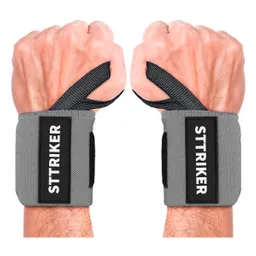 Kit X2 Muñequeras Levantamiento Pesas Straps Venda Protector Gris St3358