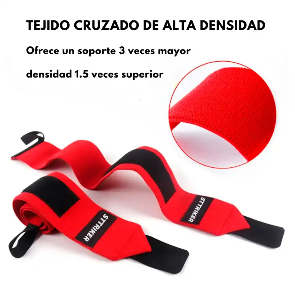 Kit X2 Muñequeras Levantamiento Pesas Straps Venda Protector Negro St3358