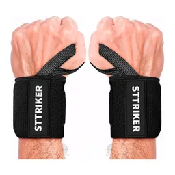 Kit X2 Muñequeras Levantamiento Pesas Straps Venda Protector Negro St3358