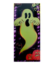 Banner Puerta De Fantasma Para Halloween Brilla En La Oscuridad