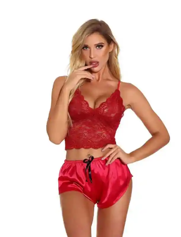 Conjunto De Pijama De Seda Satinada Para Mujer,