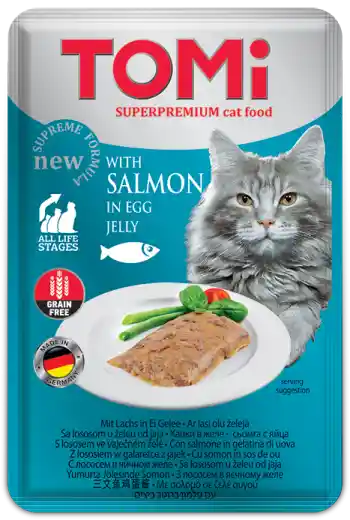 Alimento Humedo Para Gato Superpremium Tomi 100 Gr Con Salmon En Gelatina De Huevo, Grain Free