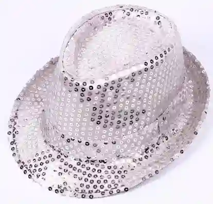 Sombrero Brillante Bailarin Con Lentejuelas Color Blanco Para Fiesta Disfraz Halloween