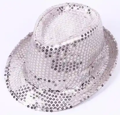 Sombrero Brillante Bailarin Con Lentejuelas Color Blanco Para Fiesta Disfraz Halloween