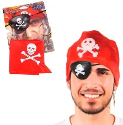 Kit Pirata Accesorios Parche, Pañoleta Y Arete Disfraz Halloween