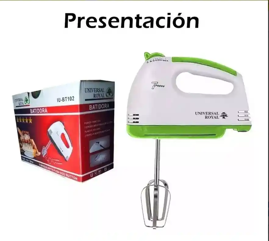 Batidora Eléctrica 7 Velocidades Manual Ganchos Intercambio