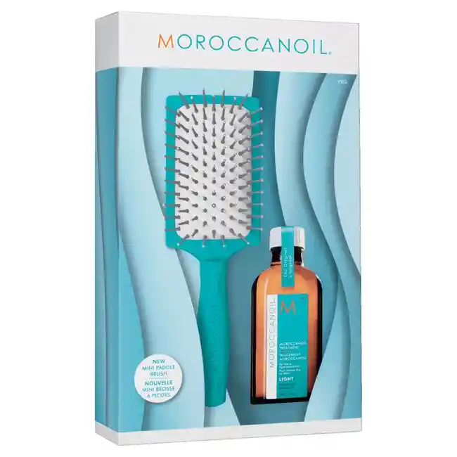 Kit De Tratamiento De Luz Y Mini Cepillo De Paleta Moroccanoil