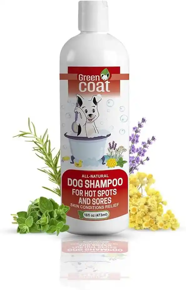 Green Coat Shampoo Para Perros Con Puntos Caliente Y Llagas 473ml