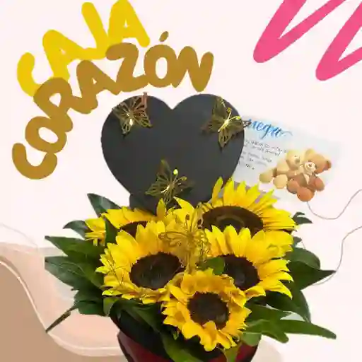 Caja Corazón De Girasoles