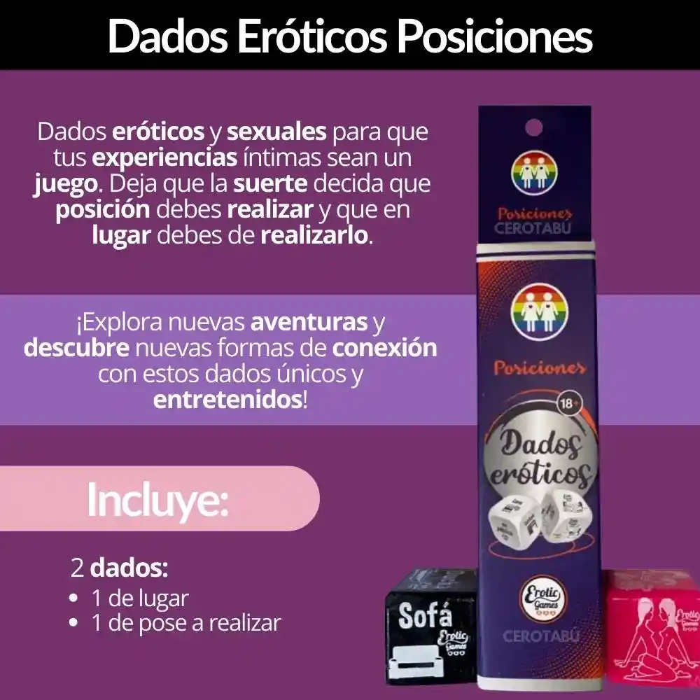 Kit Juego Dados Y Póker Lésbico + Potenciador + Multiorgasmo