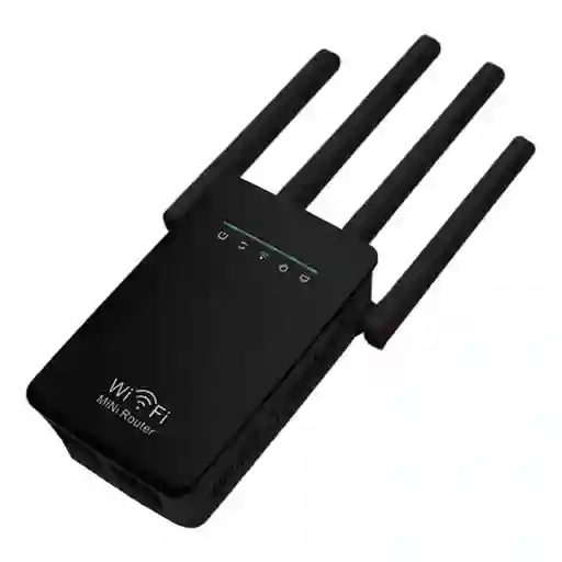 Router Repetidor Wifi Potente Compacto 4 Antenas Senal Atraviesa Muros Negro