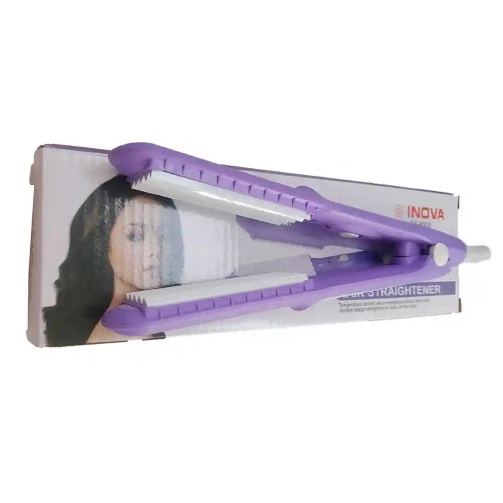 Mini Plancha Cabello Ceramica Inova Rizada Portatil Pelo Morada