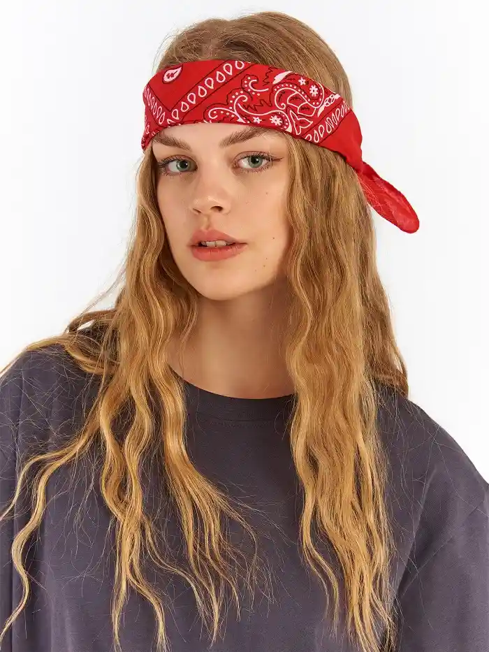 Pañoleta Para El Cabello Unisex Clásica Roja Bandana Retro Balaca Pelo