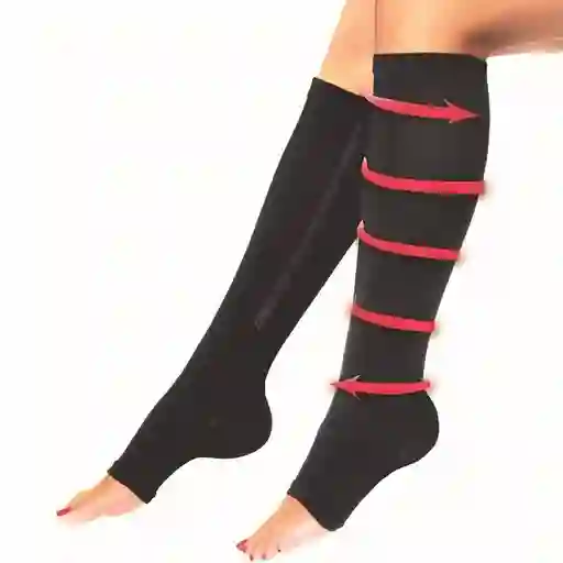 Medias Compresion Anti Varices Nylon Cremallera Circulacion Negra Zip Sox S/m