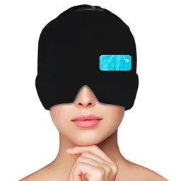 Banda Gel Alivio Migraña Dolor Cabeza Terapia Frio Calor Gorro Negro