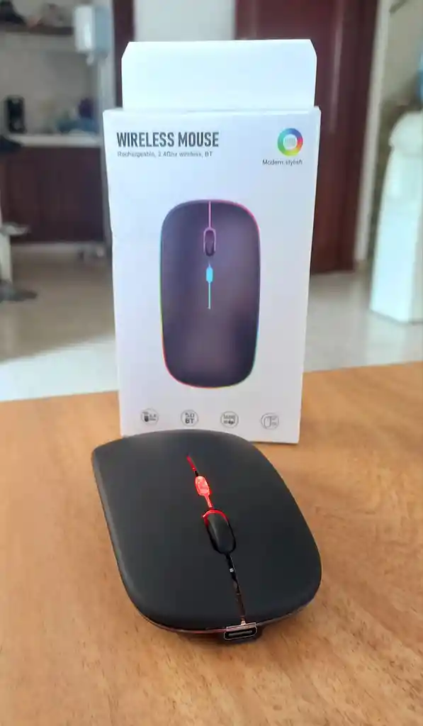 Mouse Recargable Inalambrico Y Bluetooth Rgb / Mouse 2 En 1 Bluetooth Receptor Usb Recargable