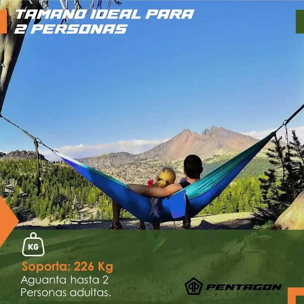 Hamaca Doble Xl Para Campamento Excursion Viaje De 500 Libras 52 Bits Color Azul