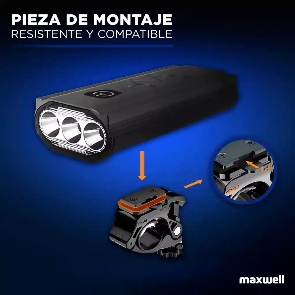Luz Para Bicicleta Biliteset01 Delantera Y/o Trasera Color Negro