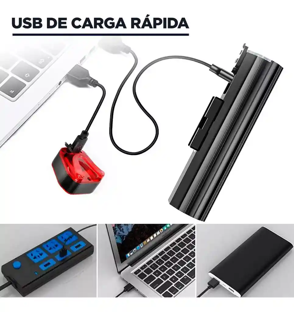 Luz Para Bicicleta Biliteset01 Delantera Y/o Trasera Color Negro